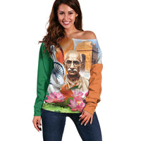India Gandhi Martyr's Day Off Shoulder Sweater Shaheed Diwas Ashoka Chakra - Wonder Print Shop