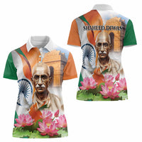 India Gandhi Martyr's Day Women Polo Shirt Shaheed Diwas Ashoka Chakra - Wonder Print Shop