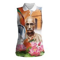 India Gandhi Martyr's Day Women Sleeveless Polo Shirt Shaheed Diwas Ashoka Chakra - Wonder Print Shop