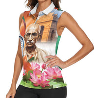 India Gandhi Martyr's Day Women Sleeveless Polo Shirt Shaheed Diwas Ashoka Chakra - Wonder Print Shop