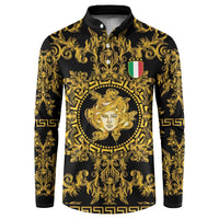 World Football 2026 Italy Custom Button Sweatshirt Black Gold Baroque Medusa Edition - Wonder Print Shop