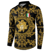 World Football 2026 Italy Custom Button Sweatshirt Black Gold Baroque Medusa Edition - Wonder Print Shop