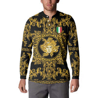 World Football 2026 Italy Custom Button Sweatshirt Black Gold Baroque Medusa Edition - Wonder Print Shop