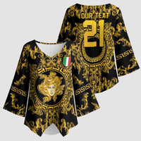 World Football 2026 Italy Custom Kimono Sleeve Blouse Black Gold Baroque Medusa Edition - Wonder Print Shop
