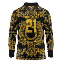 World Football 2026 Italy Custom Long Sleeve Polo Shirt Black Gold Baroque Medusa Edition - Wonder Print Shop