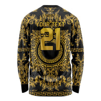 World Football 2026 Italy Custom Long Sleeve Shirt Black Gold Baroque Medusa Edition - Wonder Print Shop