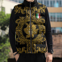 World Football 2026 Italy Custom Sleeveless Puffer Jacket Black Gold Baroque Medusa Edition - Wonder Print Shop