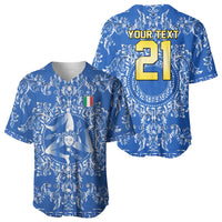 World Football 2026 Italy Custom Baseball Jersey Blue Baroque Trinacria Edition - Wonder Print Shop