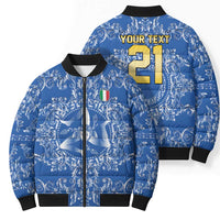 World Football 2026 Italy Custom Bomber Puffer Jacket Blue Baroque Trinacria Edition - Wonder Print Shop