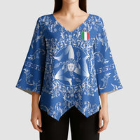 World Football 2026 Italy Custom Kimono Sleeve Blouse Blue Baroque Trinacria Edition - Wonder Print Shop