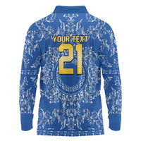 World Football 2026 Italy Custom Long Sleeve Polo Shirt Blue Baroque Trinacria Edition - Wonder Print Shop