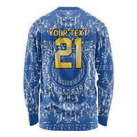 World Football 2026 Italy Custom Long Sleeve Shirt Blue Baroque Trinacria Edition - Wonder Print Shop