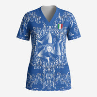 World Football 2026 Italy Custom Scrub Top Blue Baroque Trinacria Edition - Wonder Print Shop
