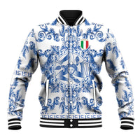 World Football 2026 Italy Custom Baseball Jacket Blue White Baroque Trinacria Edition - Wonder Print Shop