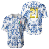 World Football 2026 Italy Custom Baseball Jersey Blue White Baroque Trinacria Edition - Wonder Print Shop