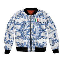 World Football 2026 Italy Custom Bomber Jacket Blue White Baroque Trinacria Edition - Wonder Print Shop