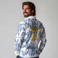 World Football 2026 Italy Custom Long Sleeve Polo Shirt Blue White Baroque Trinacria Edition - Wonder Print Shop