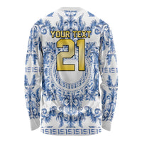 World Football 2026 Italy Custom Long Sleeve Shirt Blue White Baroque Trinacria Edition - Wonder Print Shop