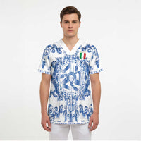 World Football 2026 Italy Custom Scrub Top Blue White Baroque Trinacria Edition - Wonder Print Shop