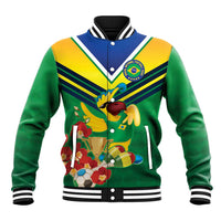 Brazil Canarinho Football Custom Baseball Jacket Bora Brasil! Go Brazil!