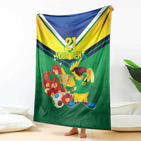 Brazil Canarinho Football Custom Blanket Bora Brasil! Go Brazil!