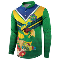 Brazil Canarinho Football Custom Button Sweatshirt Bora Brasil! Go Brazil!