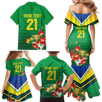 Brazil Canarinho Football Custom Family Matching Mermaid Dress and Hawaiian Shirt Bora Brasil! Go Brazil!