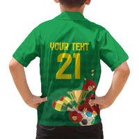 Brazil Canarinho Football Custom Family Matching Off Shoulder Short Dress and Hawaiian Shirt Bora Brasil! Go Brazil!