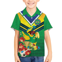 Brazil Canarinho Football Custom Family Matching Off Shoulder Short Dress and Hawaiian Shirt Bora Brasil! Go Brazil!