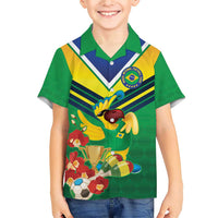 Brazil Canarinho Football Custom Family Matching Short Sleeve Bodycon Dress and Hawaiian Shirt Bora Brasil! Go Brazil!