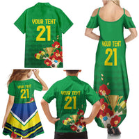 Brazil Canarinho Football Custom Family Matching Summer Maxi Dress and Hawaiian Shirt Bora Brasil! Go Brazil!
