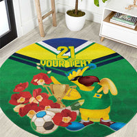 Brazil Canarinho Football Custom Round Carpet Bora Brasil! Go Brazil!