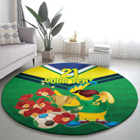 Brazil Canarinho Football Custom Round Carpet Bora Brasil! Go Brazil!