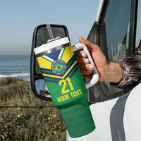 Brazil Canarinho Football Custom Tumbler With Handle Bora Brasil! Go Brazil!