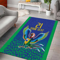 Brazil Canarinho Custom Area Rug Macaw Mascot with Brazil Flag Colors