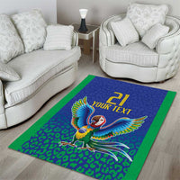 Brazil Canarinho Custom Area Rug Macaw Mascot with Brazil Flag Colors