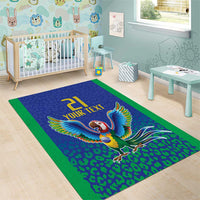 Brazil Canarinho Custom Area Rug Macaw Mascot with Brazil Flag Colors