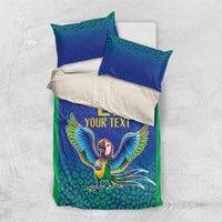 Brazil Canarinho Custom Bedding Set Macaw Mascot with Brazil Flag Colors