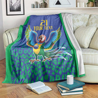 Brazil Canarinho Custom Blanket Macaw Mascot with Brazil Flag Colors