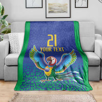 Brazil Canarinho Custom Blanket Macaw Mascot with Brazil Flag Colors