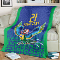 Brazil Canarinho Custom Blanket Macaw Mascot with Brazil Flag Colors
