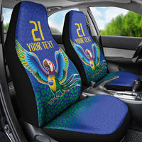 Brazil Canarinho Custom Car Seat Cover Macaw Mascot with Brazil Flag Colors