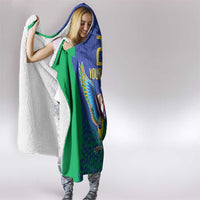 Brazil Canarinho Custom Hooded Blanket Macaw Mascot with Brazil Flag Colors