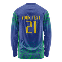 Brazil Canarinho Custom Long Sleeve Shirt Macaw Mascot with Brazil Flag Colors