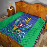 Brazil Canarinho Custom Quilt Macaw Mascot with Brazil Flag Colors