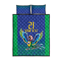 Brazil Canarinho Custom Quilt Bed Set Macaw Mascot with Brazil Flag Colors
