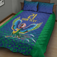 Brazil Canarinho Custom Quilt Bed Set Macaw Mascot with Brazil Flag Colors