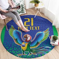 Brazil Canarinho Custom Round Carpet Macaw Mascot with Brazil Flag Colors