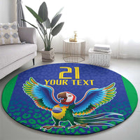 Brazil Canarinho Custom Round Carpet Macaw Mascot with Brazil Flag Colors