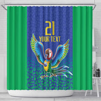 Brazil Canarinho Custom Shower Curtain Macaw Mascot with Brazil Flag Colors
